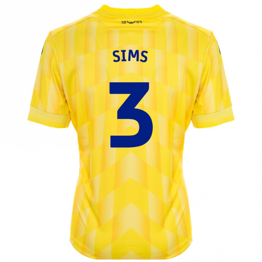 נשים כדורגל Gemma Sims #3 צָהוֹב ג'רזי ביתית 2024/25