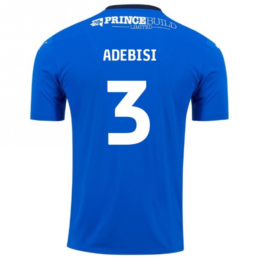נשים כדורגל Rio Adebisi #3 כחול לבן ג'רזי ביתית 2024/25