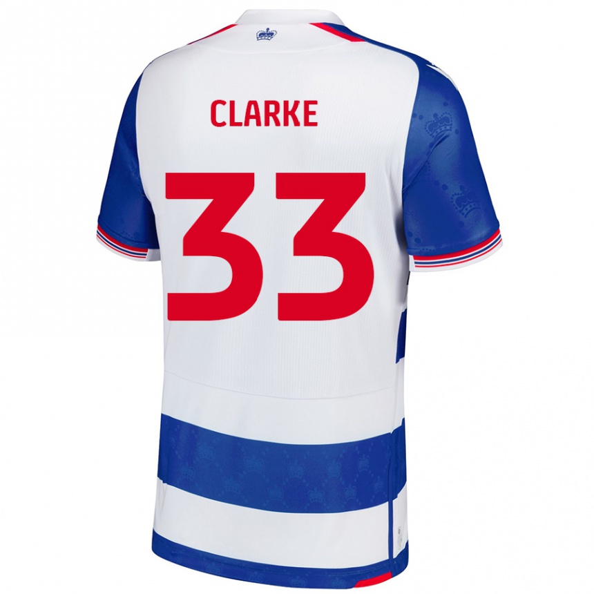 נשים כדורגל John Clarke #33 כחול לבן ג'רזי ביתית 2024/25