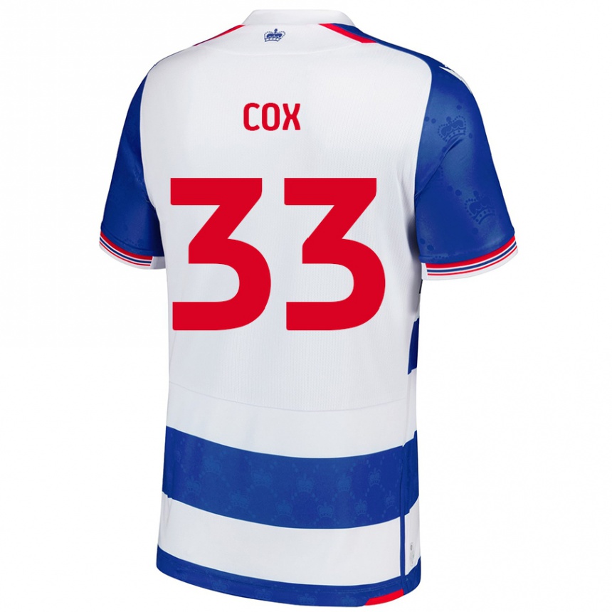 נשים כדורגל Bella Cox #33 כחול לבן ג'רזי ביתית 2024/25