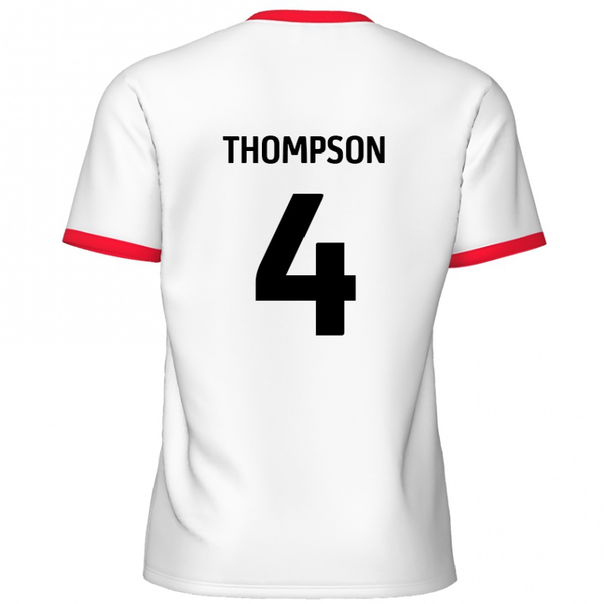 נשים כדורגל Nathan Thompson #4 לבן אדום ג'רזי ביתית 2024/25