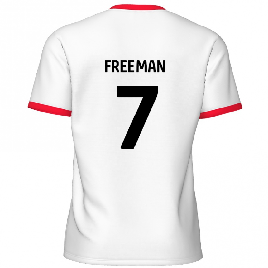 נשים כדורגל Nick Freeman #7 לבן אדום ג'רזי ביתית 2024/25