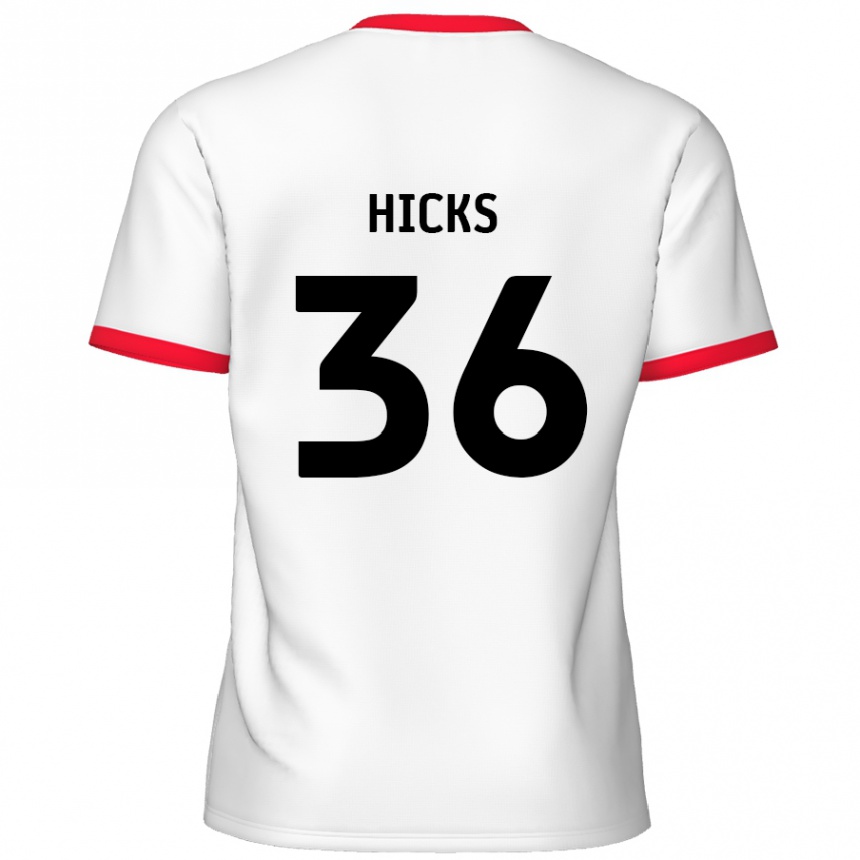 נשים כדורגל David Hicks #36 לבן אדום ג'רזי ביתית 2024/25