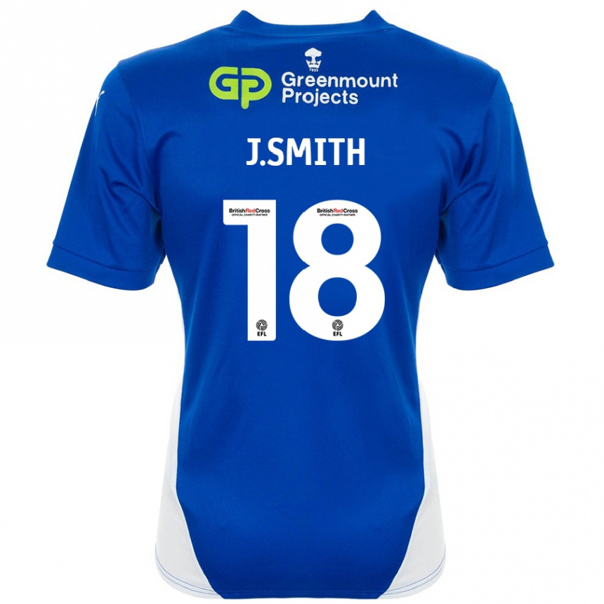 נשים כדורגל Jonny Smith #18 כחול לבן ג'רזי ביתית 2024/25