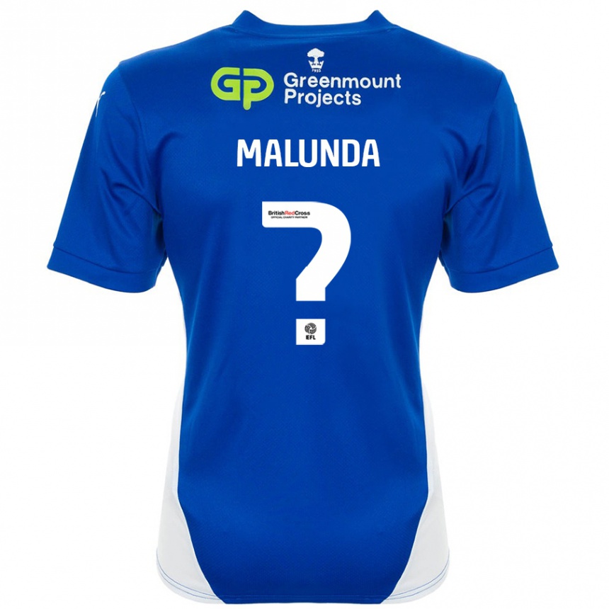נשים כדורגל Troy Malunda #0 כחול לבן ג'רזי ביתית 2024/25