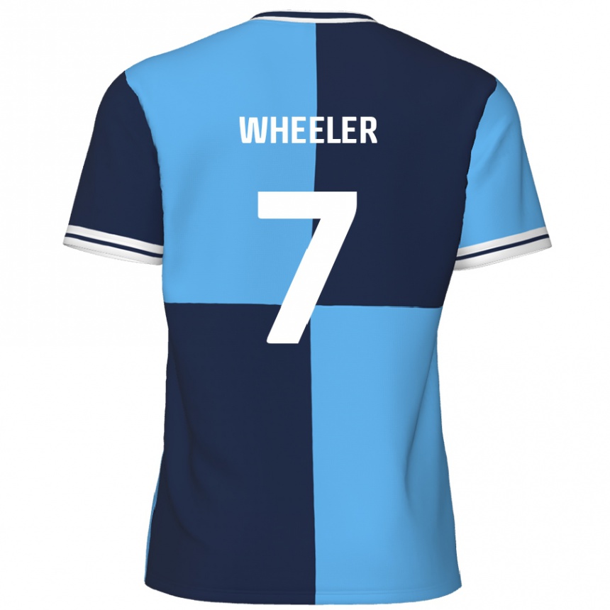 נשים כדורגל David Wheeler #7 כחול שמיים כחול כהה ג'רזי ביתית 2024/25