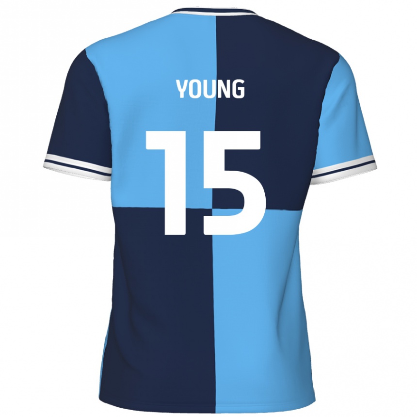 נשים כדורגל Jack Young #15 כחול שמיים כחול כהה ג'רזי ביתית 2024/25