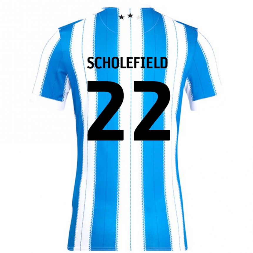 נשים כדורגל Lois Scholefield #22 כחול לבן ג'רזי ביתית 2024/25