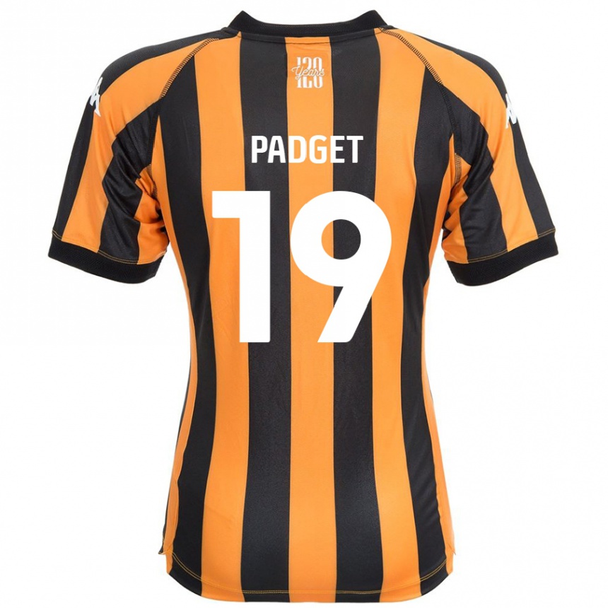 נשים כדורגל Bethany Padget #19 ענבר שחור ג'רזי ביתית 2024/25