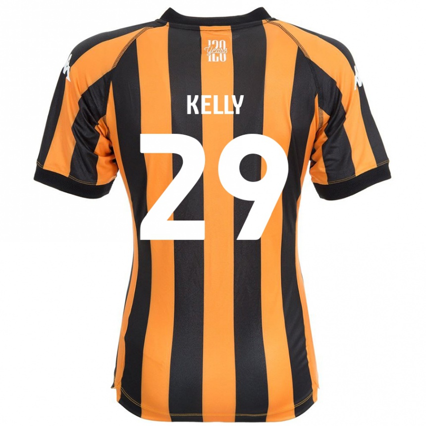 נשים כדורגל Ace Kelly #29 ענבר שחור ג'רזי ביתית 2024/25