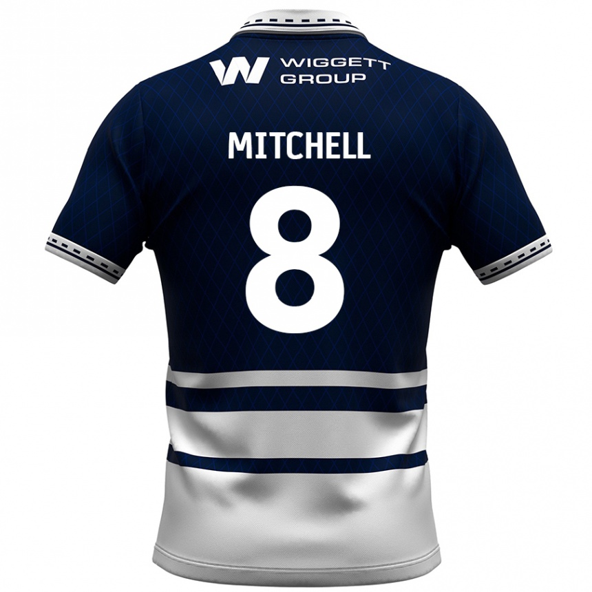 נשים כדורגל Billy Mitchell #8 כחול נייבי לבן ג'רזי ביתית 2024/25