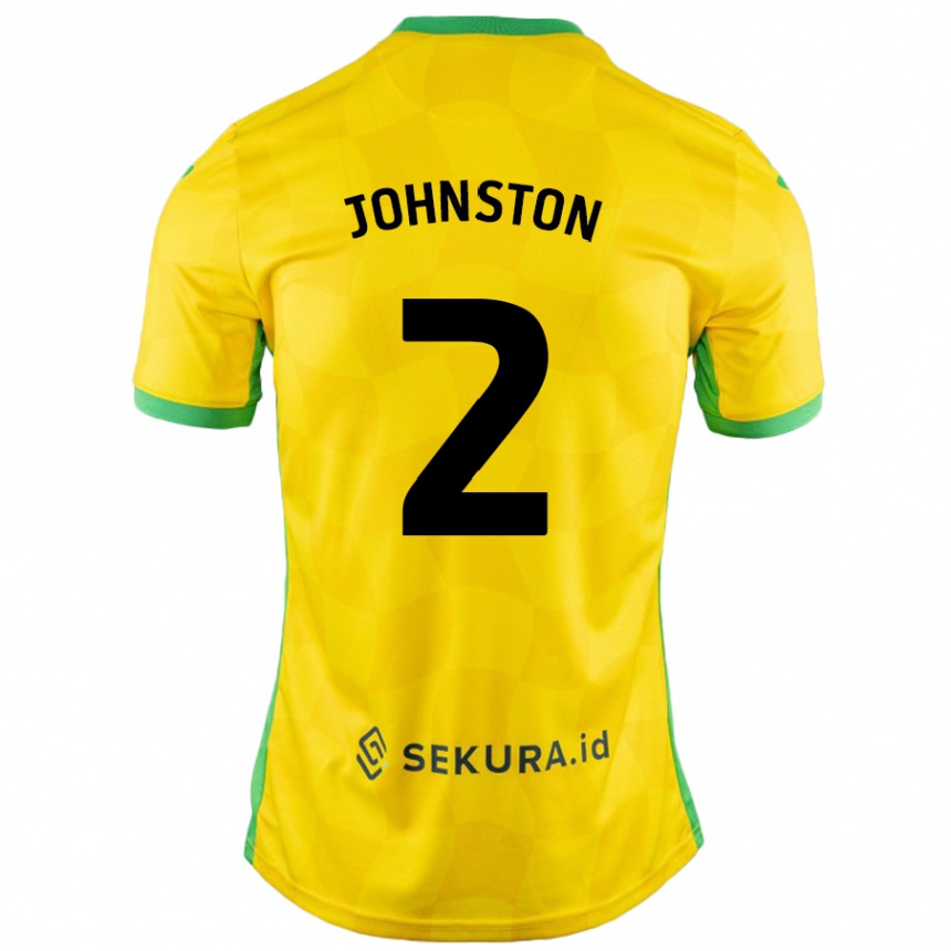 נשים כדורגל Chardonnay Johnston #2 צהוב ירוק ג'רזי ביתית 2024/25