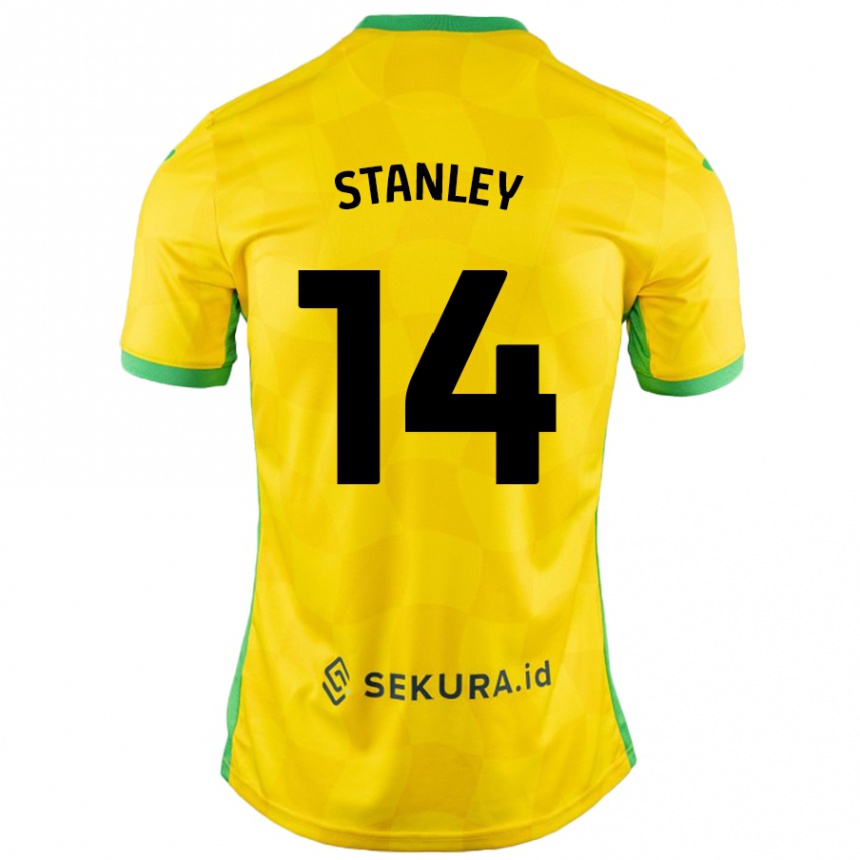 נשים כדורגל Kathryn Stanley #14 צהוב ירוק ג'רזי ביתית 2024/25
