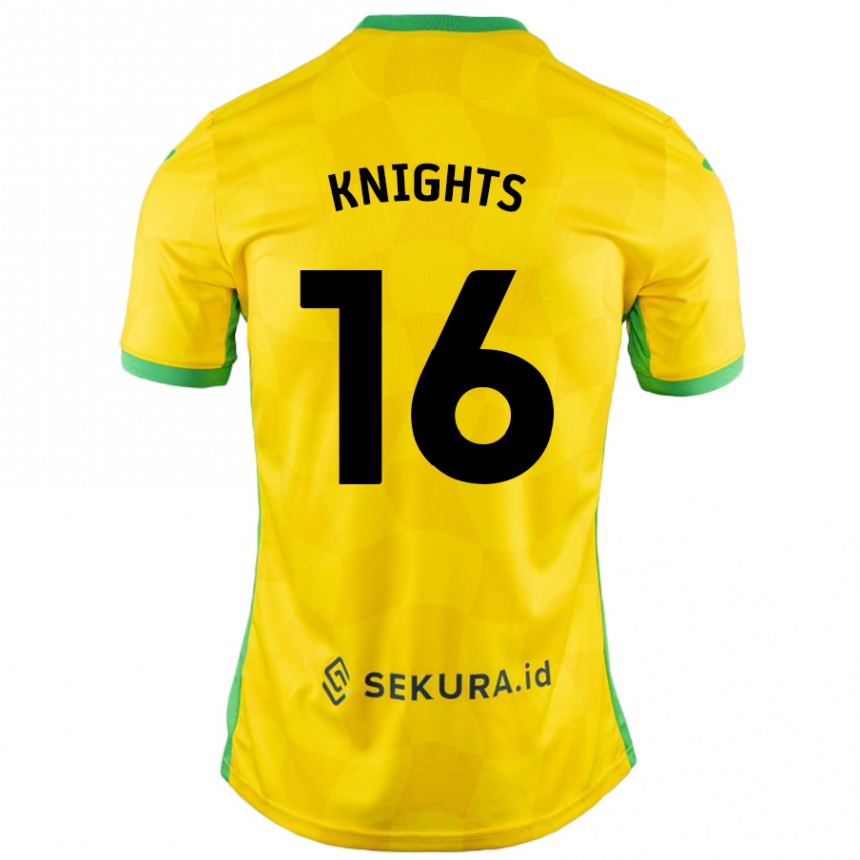 נשים כדורגל Katie Knights #16 צהוב ירוק ג'רזי ביתית 2024/25