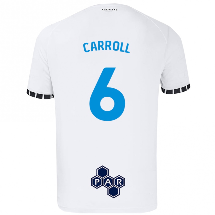 נשים כדורגל Jenna Carroll #6 לָבָן ג'רזי ביתית 2024/25