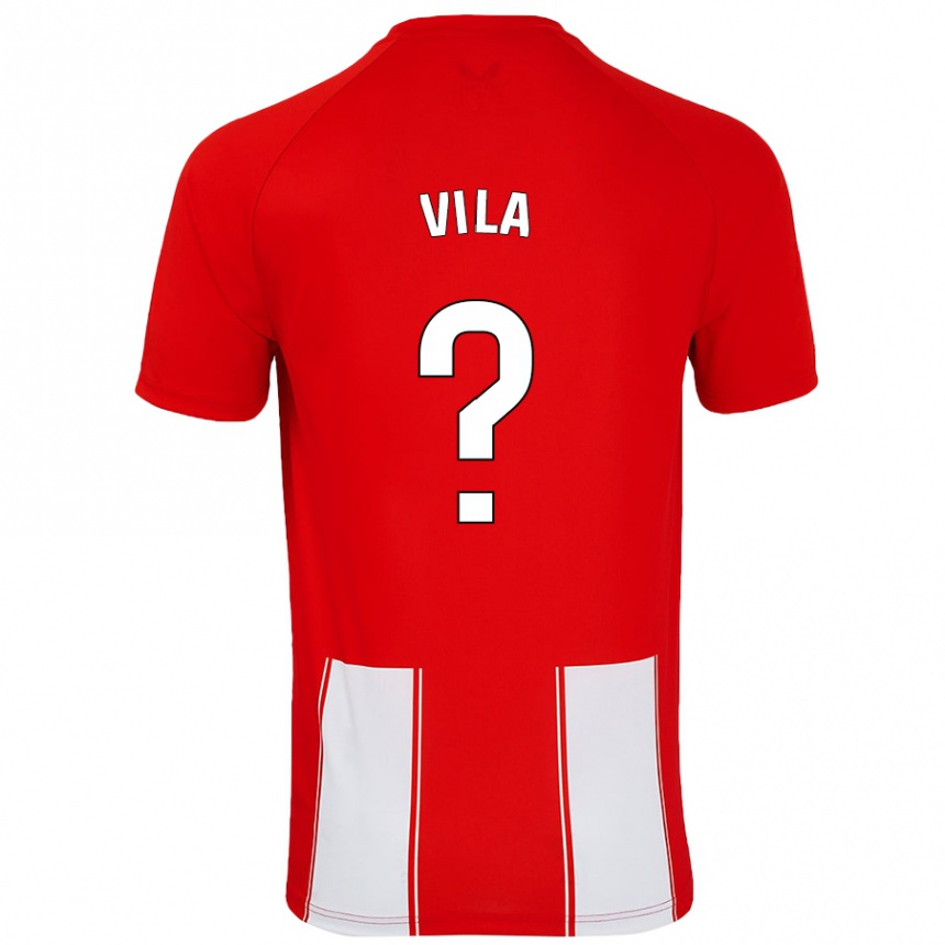 נשים כדורגל Nacho Vila #0 אדום לבן ג'רזי ביתית 2024/25