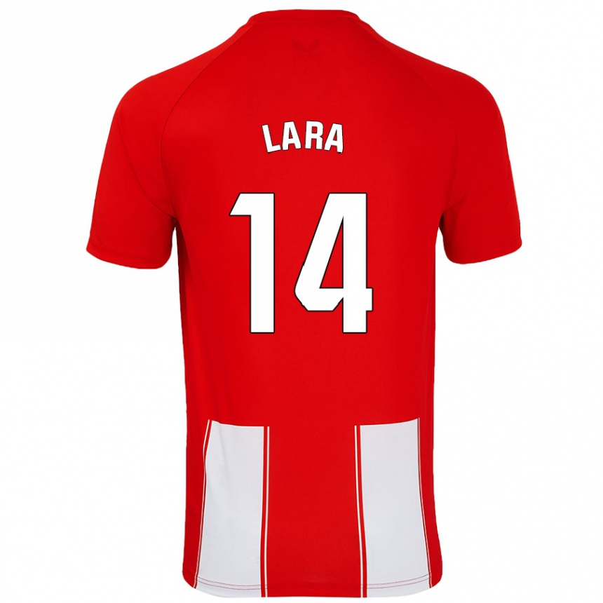 נשים כדורגל Luis Lara #14 אדום לבן ג'רזי ביתית 2024/25