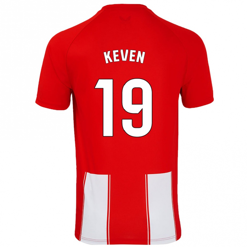 נשים כדורגל Keven #19 אדום לבן ג'רזי ביתית 2024/25