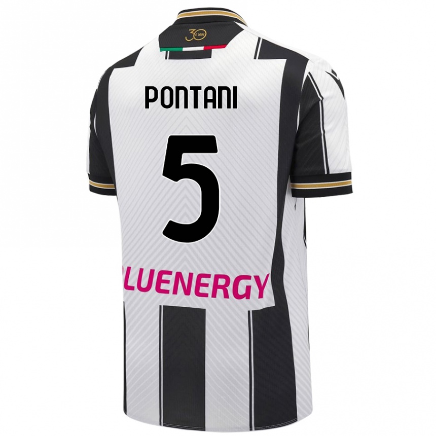 נשים כדורגל Leonardo Pontani #5 לבן שחור ג'רזי ביתית 2024/25
