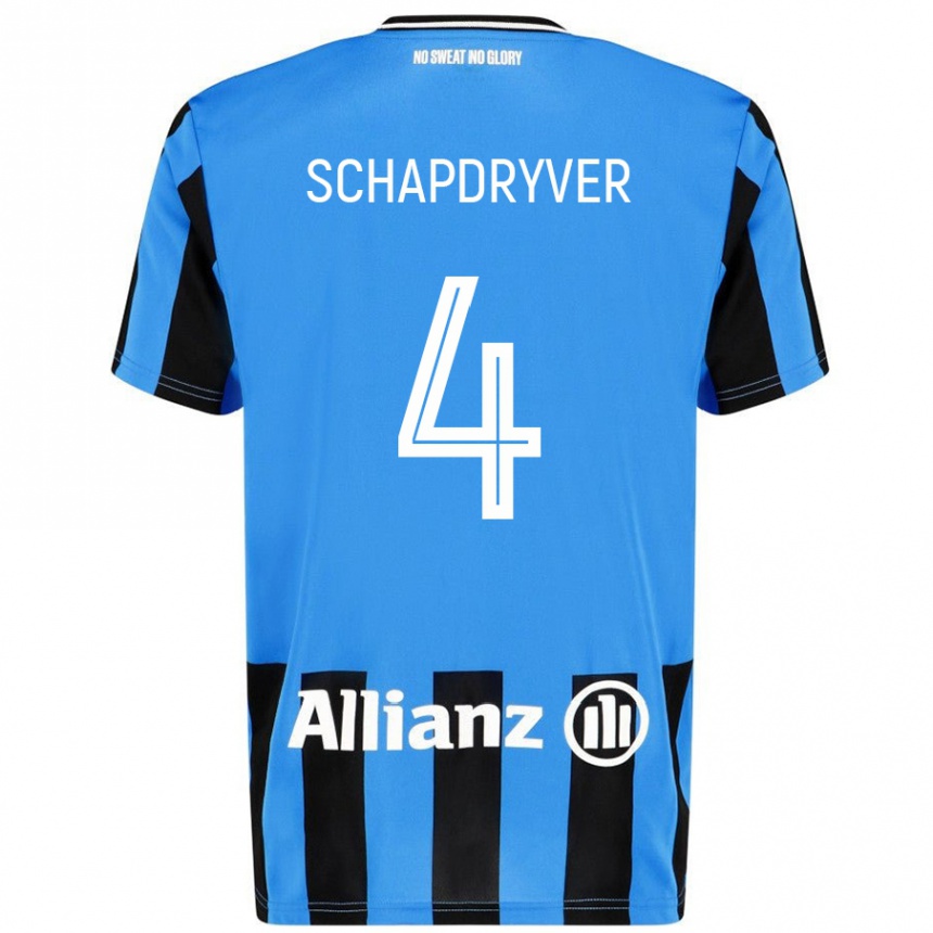 נשים כדורגל Emely Schapdryver #4 כחול שמיים שחור ג'רזי ביתית 2024/25