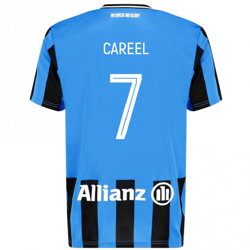 נשים כדורגל Oona Careel #7 כחול שמיים שחור ג'רזי ביתית 2024/25