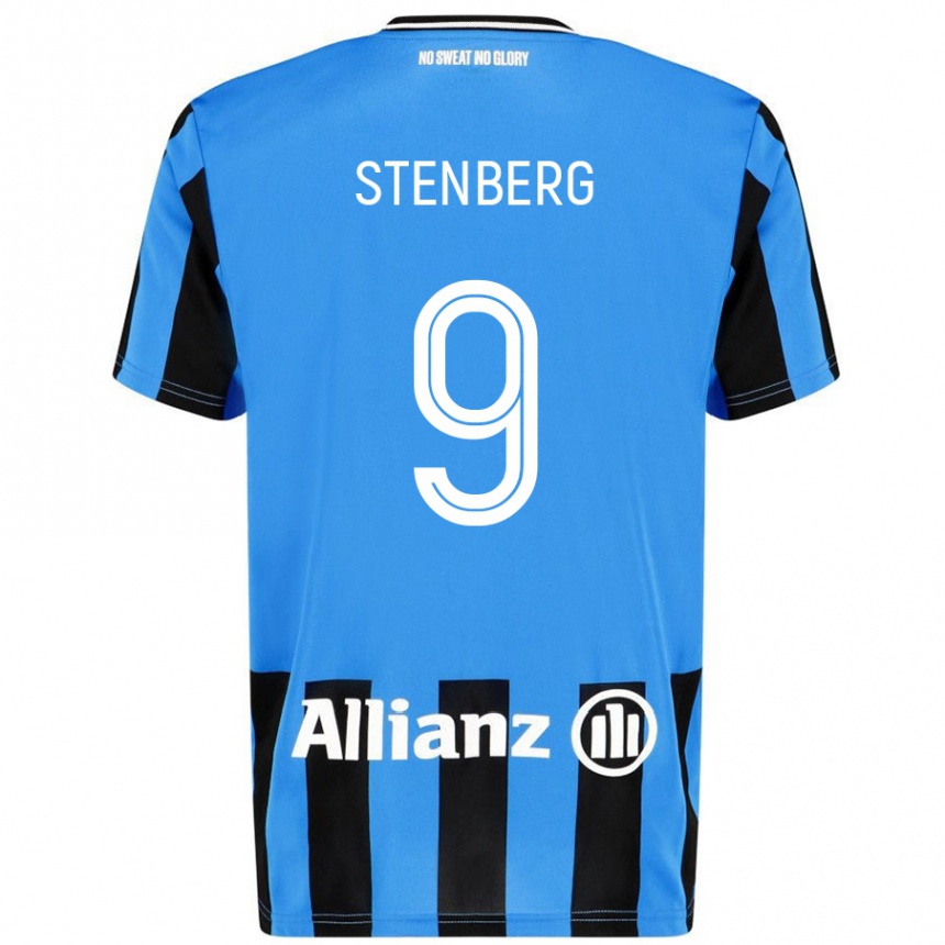 נשים כדורגל Hanna Stenberg #9 כחול שמיים שחור ג'רזי ביתית 2024/25