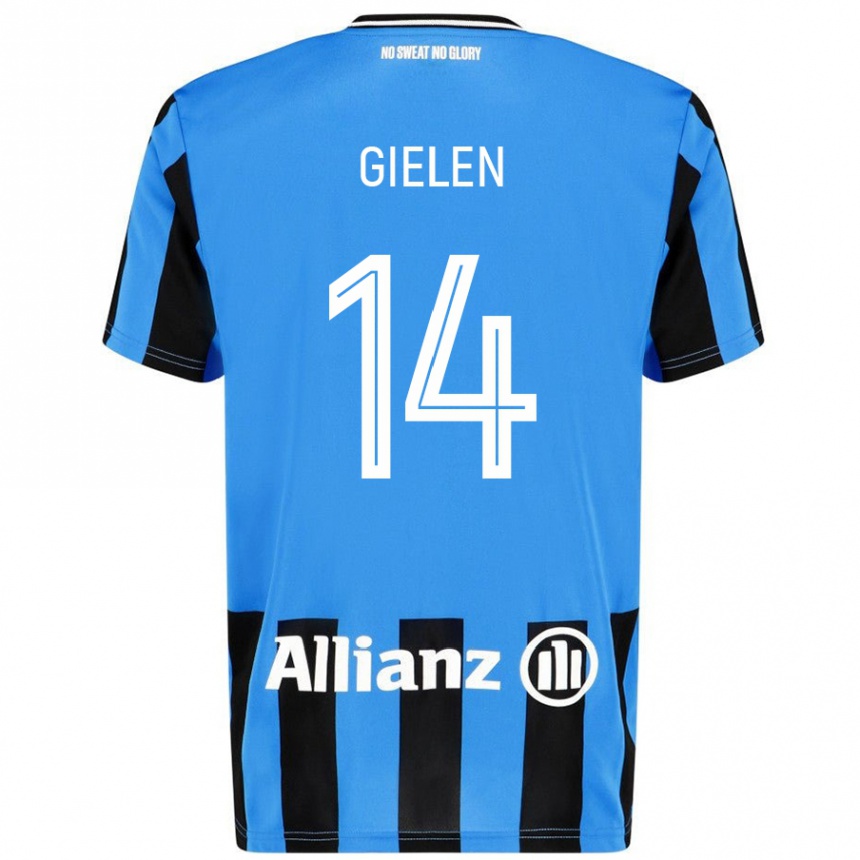 נשים כדורגל Sterre Gielen #14 כחול שמיים שחור ג'רזי ביתית 2024/25