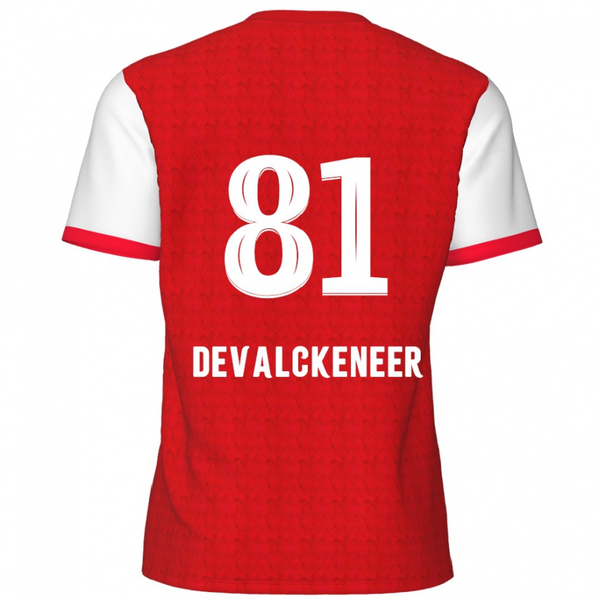 נשים כדורגל Niels Devalckeneer #81 אדום לבן ג'רזי ביתית 2024/25