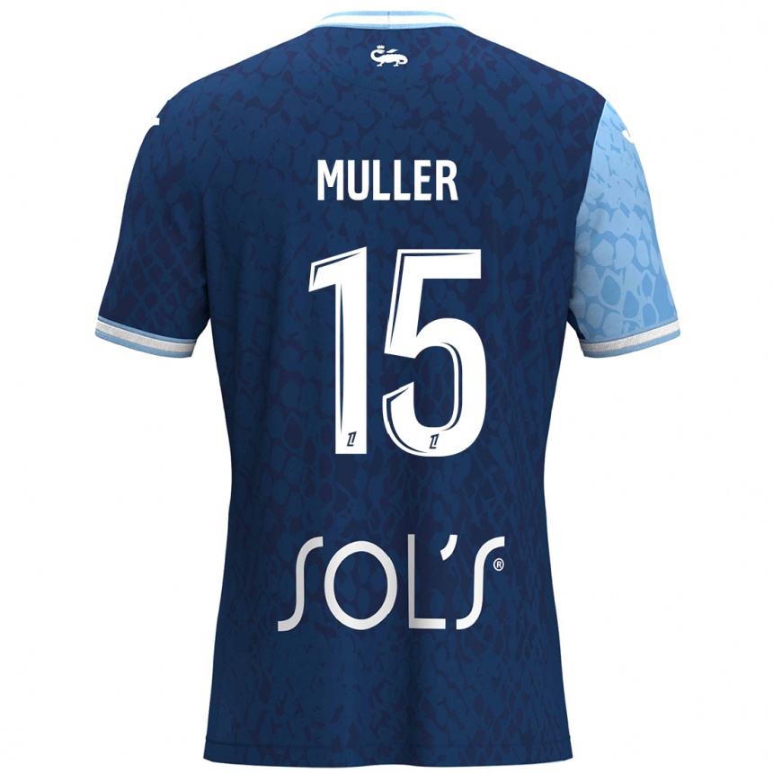 נשים כדורגל Laura Muller #15 כחול שמיים כחול כהה ג'רזי ביתית 2024/25