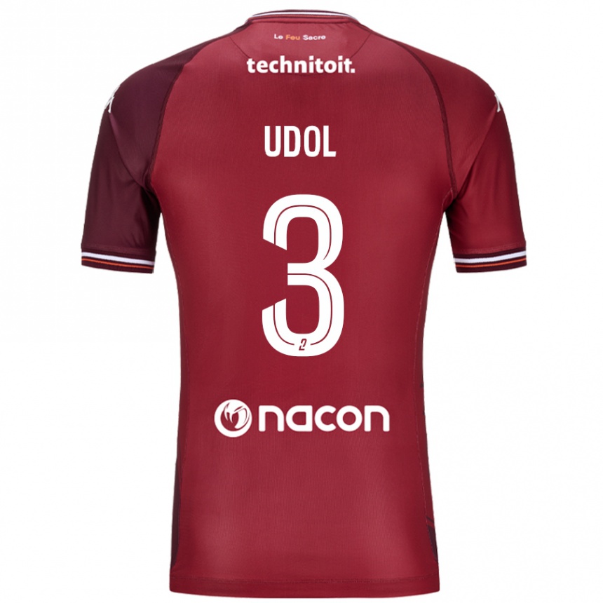 נשים כדורגל Matthieu Udol #3 גרנאטה אדומה ג'רזי ביתית 2024/25