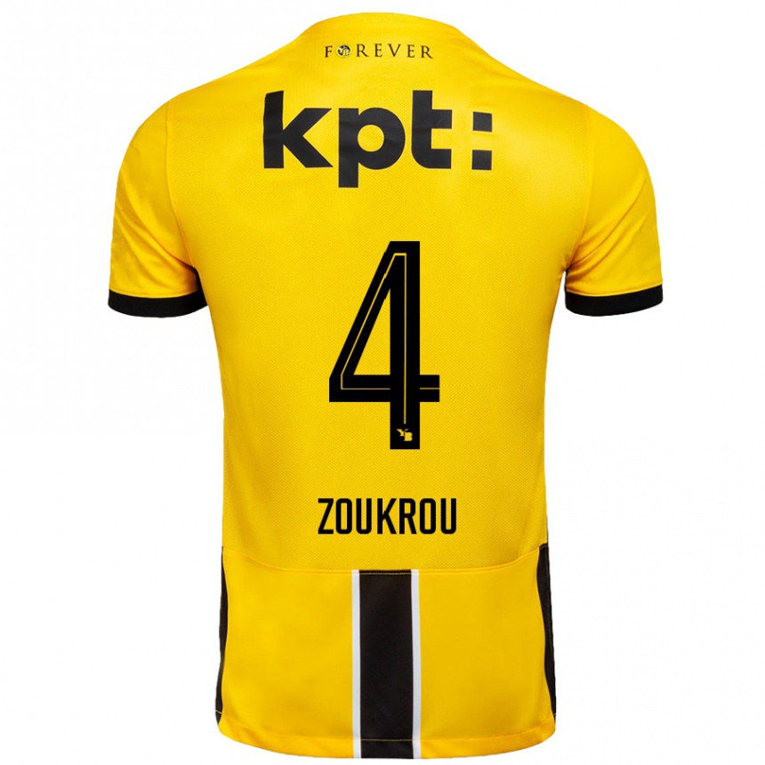 נשים כדורגל Tanguy Zoukrou #4 צהוב שחור ג'רזי ביתית 2024/25