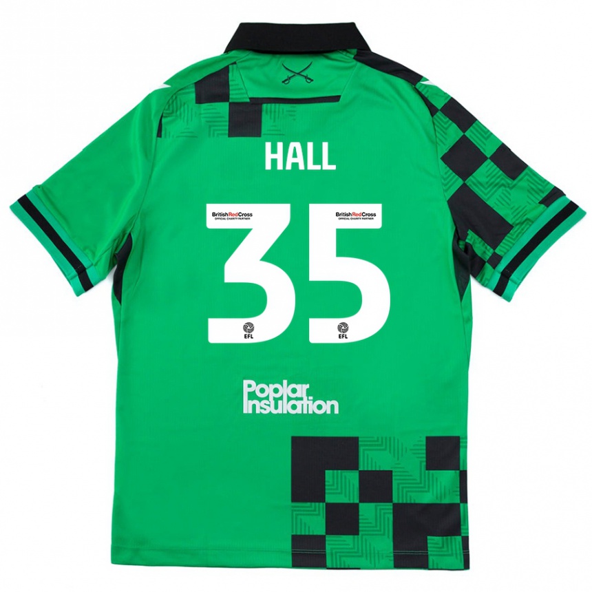נשים כדורגל Matt Hall #35 ירוק שחור הרחק ג'רזי 2024/25