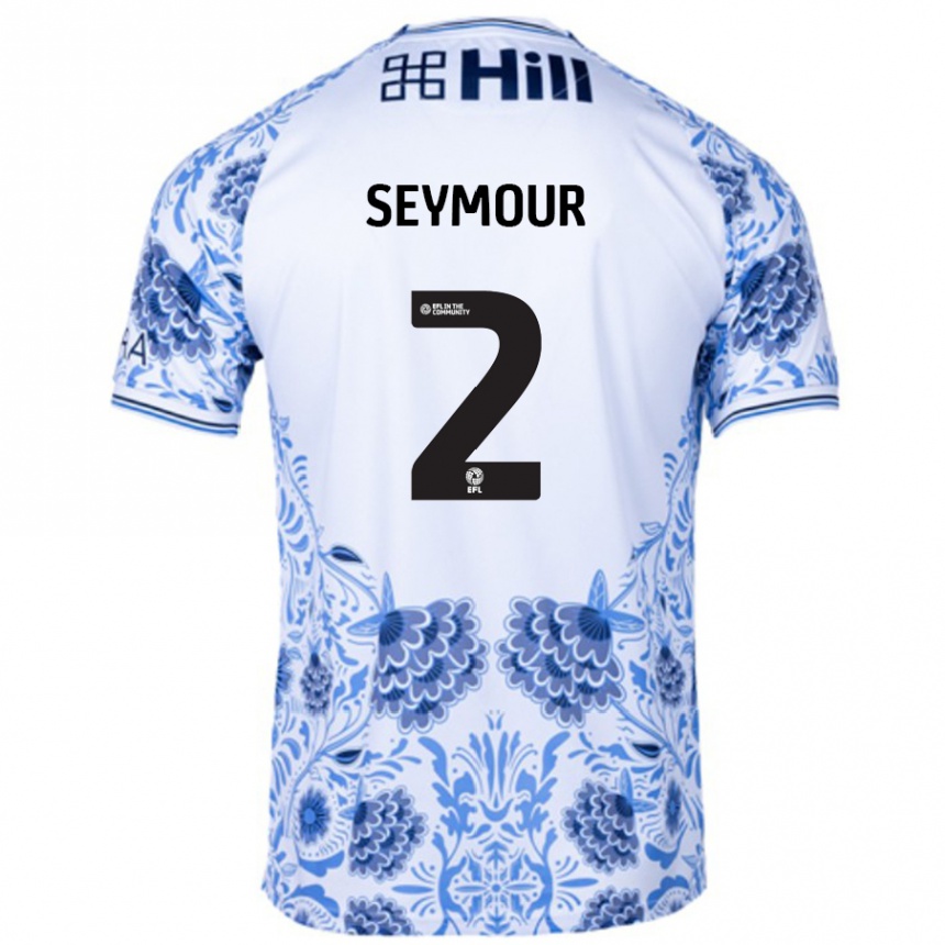 נשים כדורגל Mayzee Seymour #2 כחול לבן הרחק ג'רזי 2024/25