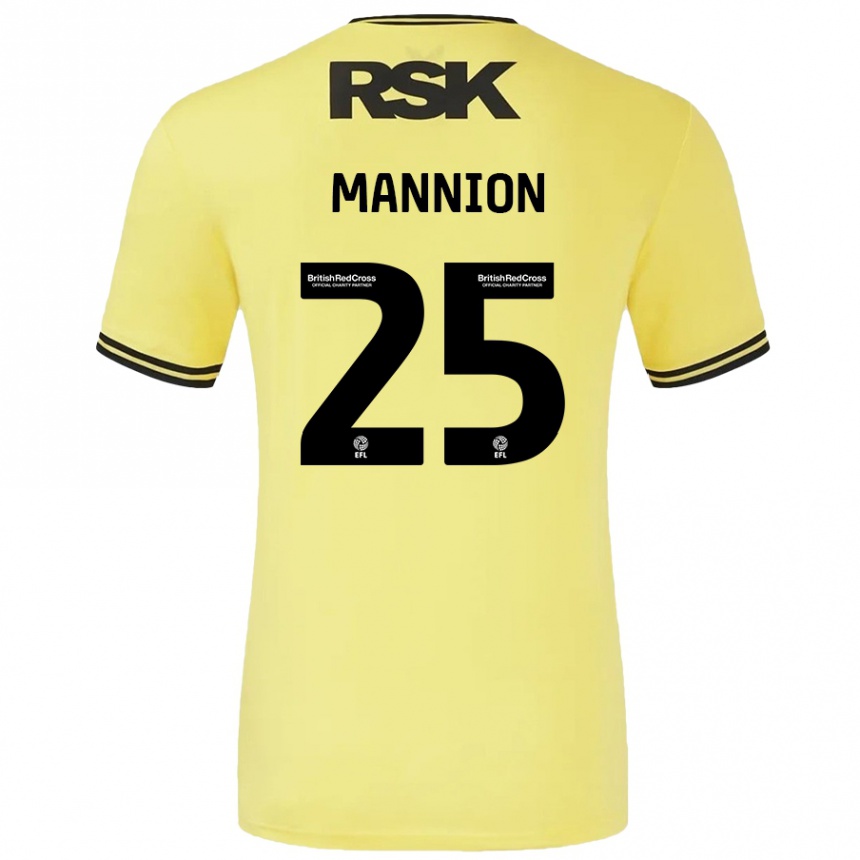 נשים כדורגל Will Mannion #25 צהוב שחור הרחק ג'רזי 2024/25