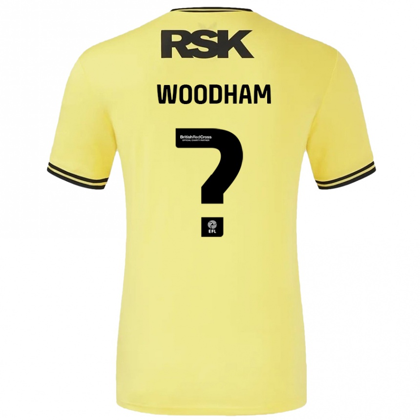 נשים כדורגל Finley Woodham #0 צהוב שחור הרחק ג'רזי 2024/25
