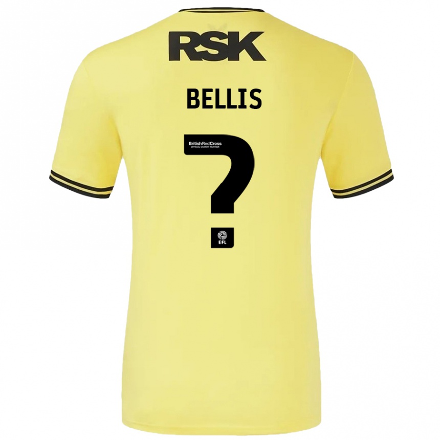 נשים כדורגל Reece Bellis #0 צהוב שחור הרחק ג'רזי 2024/25