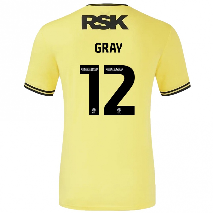 נשים כדורגל Jessica Gray #12 צהוב שחור הרחק ג'רזי 2024/25