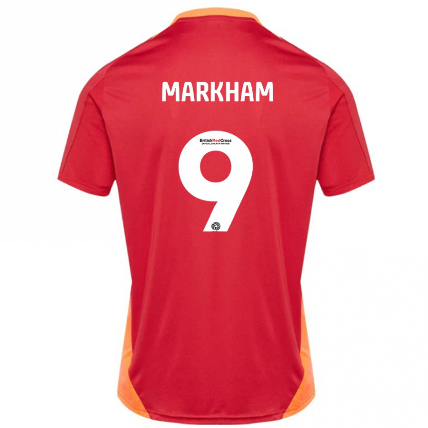 נשים כדורגל Jenna Markham #9 כחול אוף לבן הרחק ג'רזי 2024/25