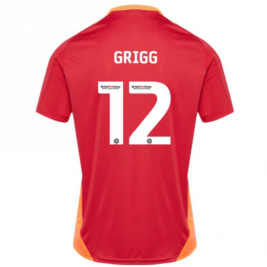 נשים כדורגל Katie Grigg #12 כחול אוף לבן הרחק ג'רזי 2024/25