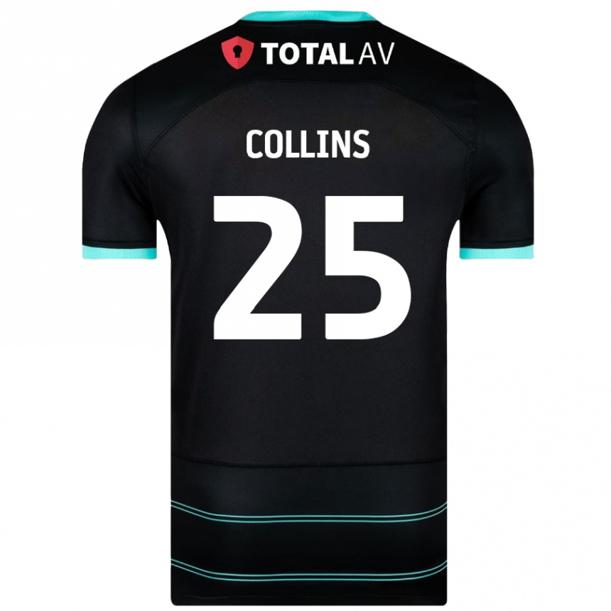 נשים כדורגל Izzy Collins #25 שָׁחוֹר הרחק ג'רזי 2024/25