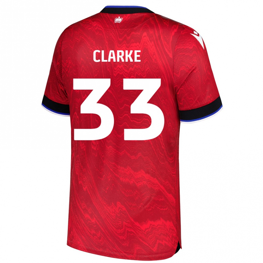נשים כדורגל John Clarke #33 אדום שחור הרחק ג'רזי 2024/25
