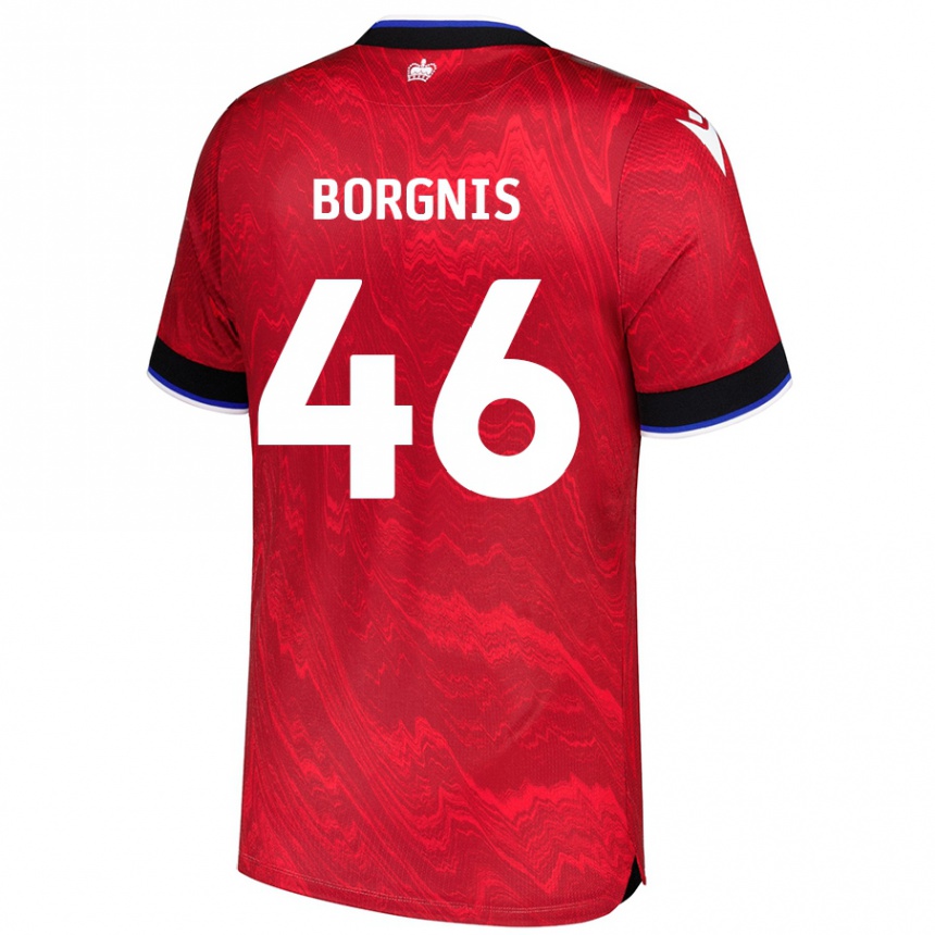 נשים כדורגל Jacob Borgnis #46 אדום שחור הרחק ג'רזי 2024/25