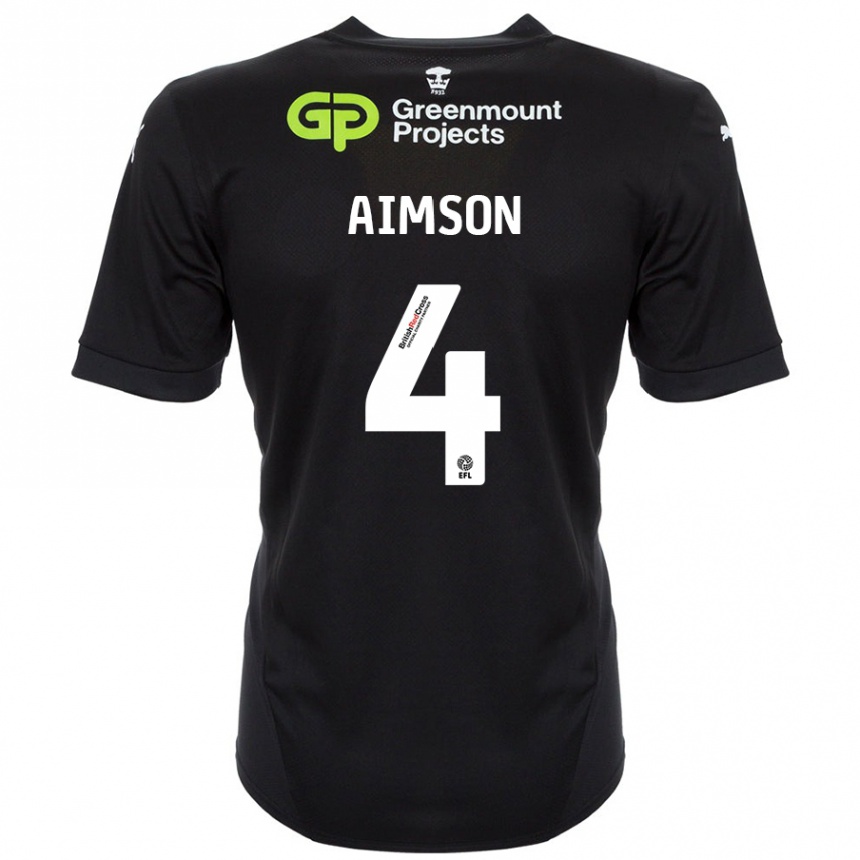 נשים כדורגל Will Aimson #4 שָׁחוֹר הרחק ג'רזי 2024/25