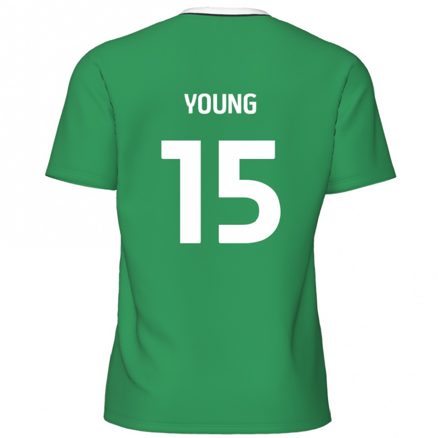 נשים כדורגל Jack Young #15 פסים ירוקים לבנים הרחק ג'רזי 2024/25