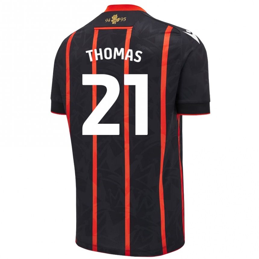 נשים כדורגל Lauren Thomas #21 שחור אדום הרחק ג'רזי 2024/25