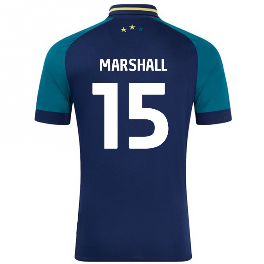 נשים כדורגל Georgia Marshall #15 נייבי ירוק כהה הרחק ג'רזי 2024/25