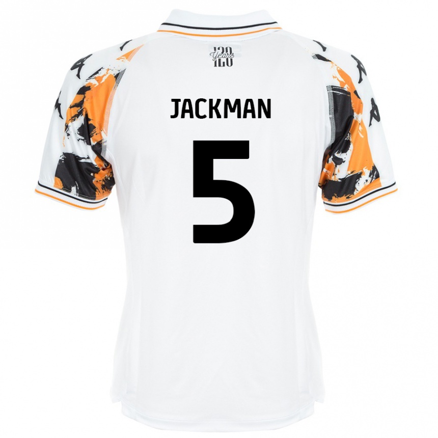 נשים כדורגל Ellice Jackman #5 לָבָן הרחק ג'רזי 2024/25