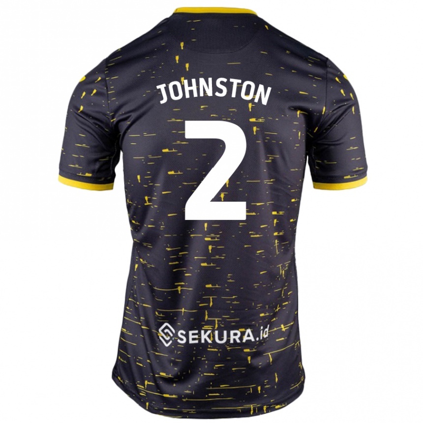 נשים כדורגל Chardonnay Johnston #2 שחור צהוב הרחק ג'רזי 2024/25