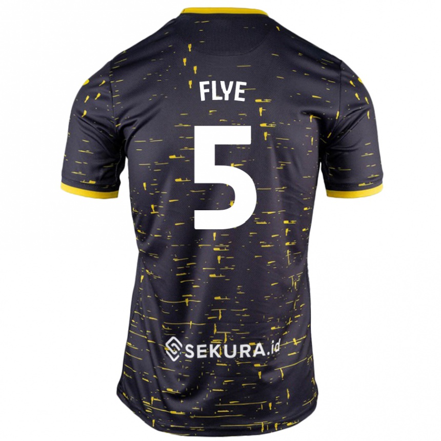 נשים כדורגל Ceri Flye #5 שחור צהוב הרחק ג'רזי 2024/25