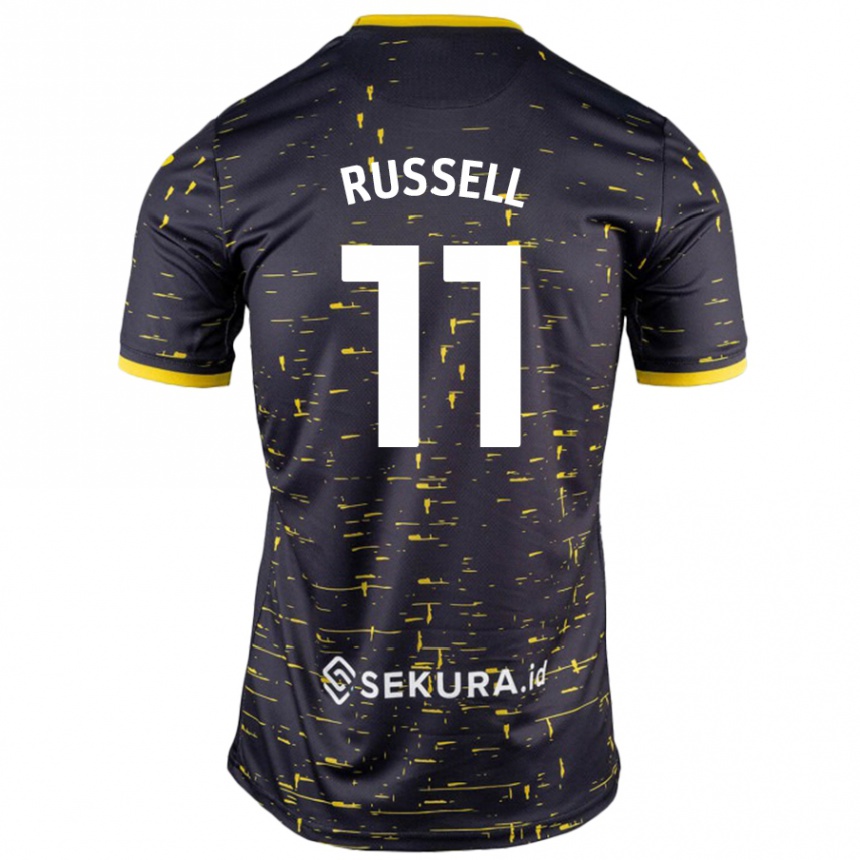 נשים כדורגל Rebecca Russell #11 שחור צהוב הרחק ג'רזי 2024/25